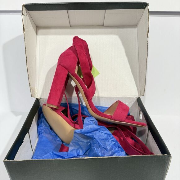 Carcuume Women’s Purple Pink Suede Strappy Ankle Wrap High Heel Shoes Size 9 - Picture 14 of 14